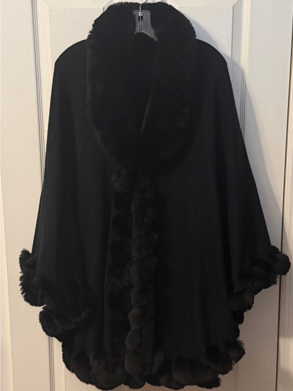Black Faux Fur Knit Cape Women’s